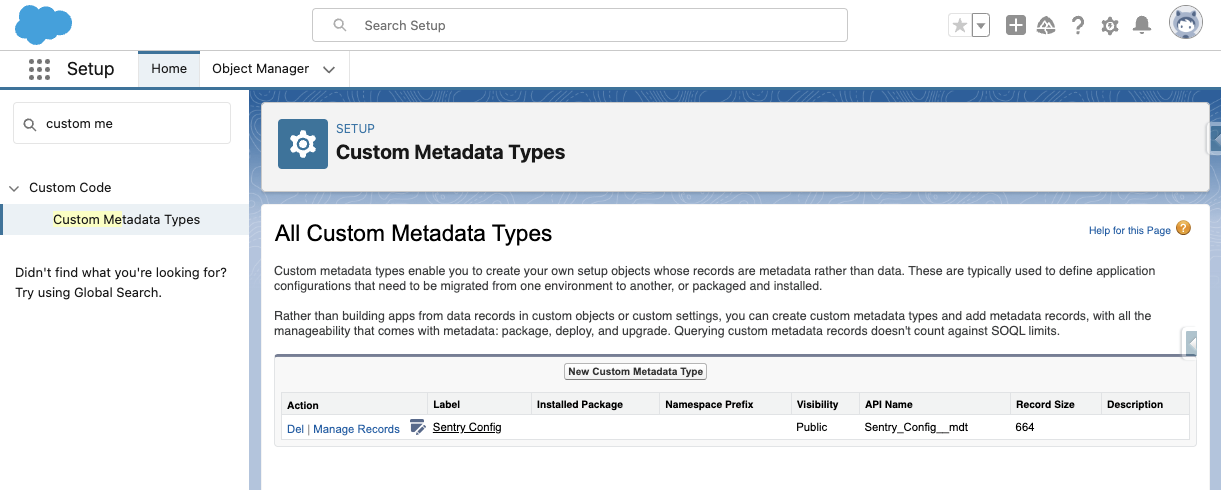 Custom Metadata List